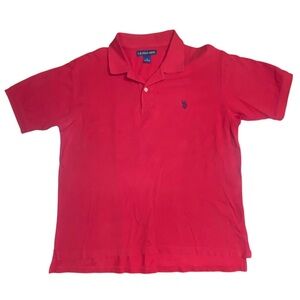 US Polo‎ Assn Red Collared Polo Shirt Sz L Navy Blue Horse Logo